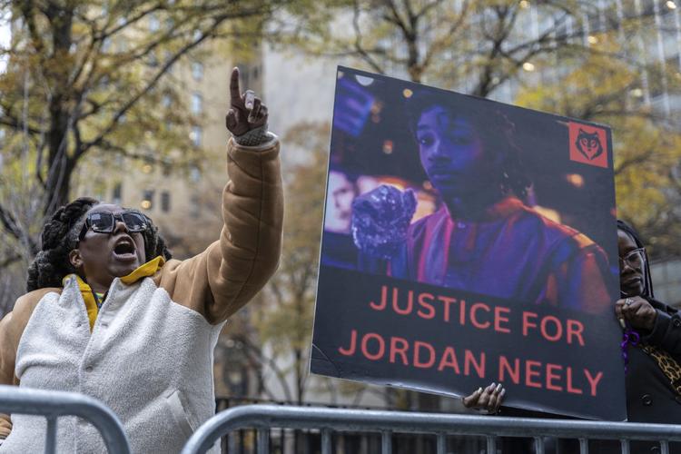 A person protests