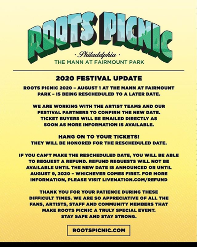 Indefinitely postponed Looks like the Roots Picnic isn t