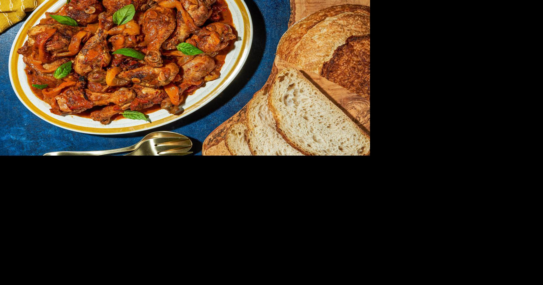 Braised chicken with peppers turns Rosh Hashanah into a Roman holiday