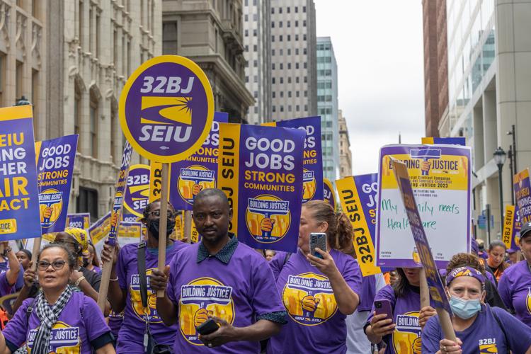 SEIU workers stage massive rally in Philly as cleaners fight for better ...