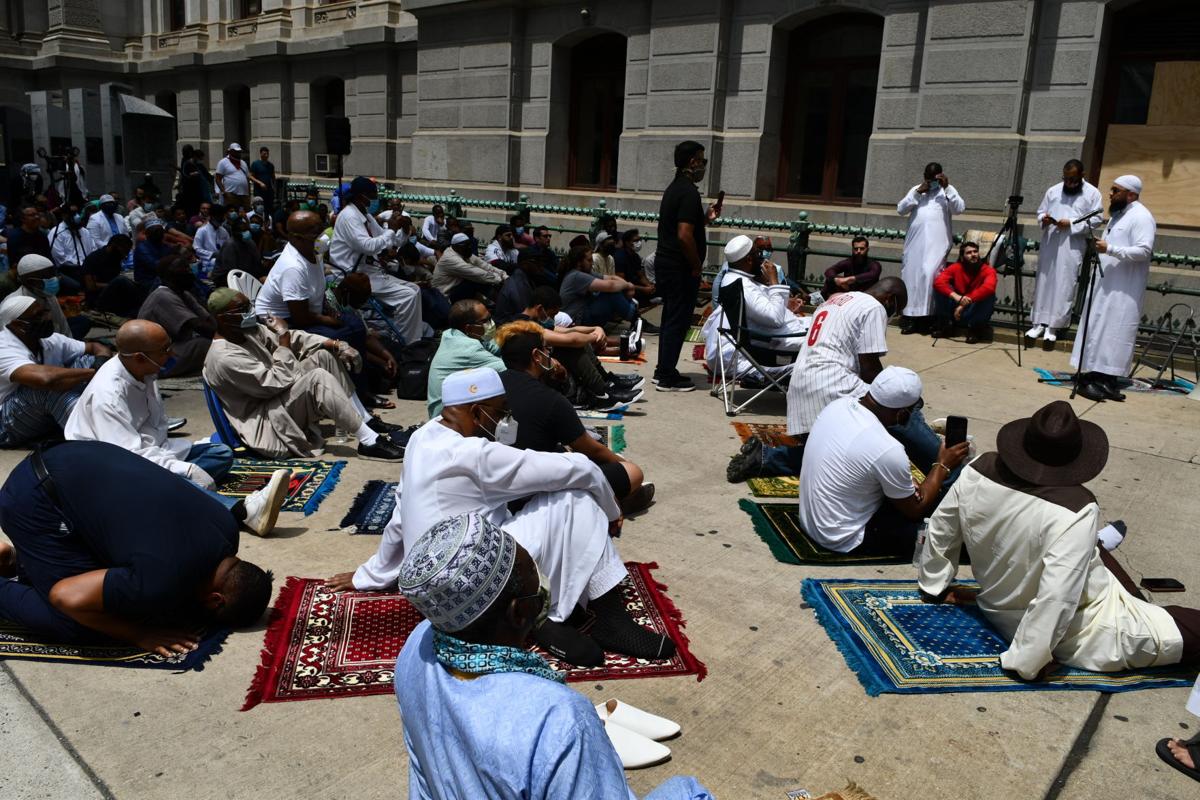 Philadelphia Muslims pray at City Hall on Friday