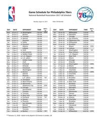 Philadelphia 76Ers Printable Schedule - Printable 2021 Nba Playoffs