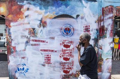 images George Floyd Mural Philadelphia mural honoring george floyd vandalized