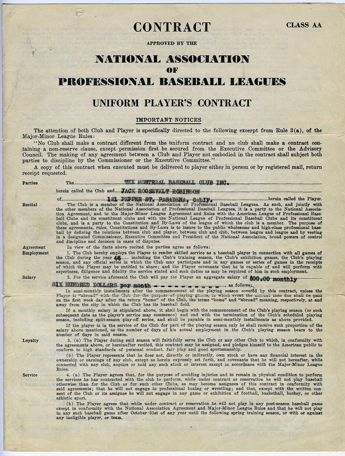 Jackie Robinson's original pro baseball contracts to be auctioned