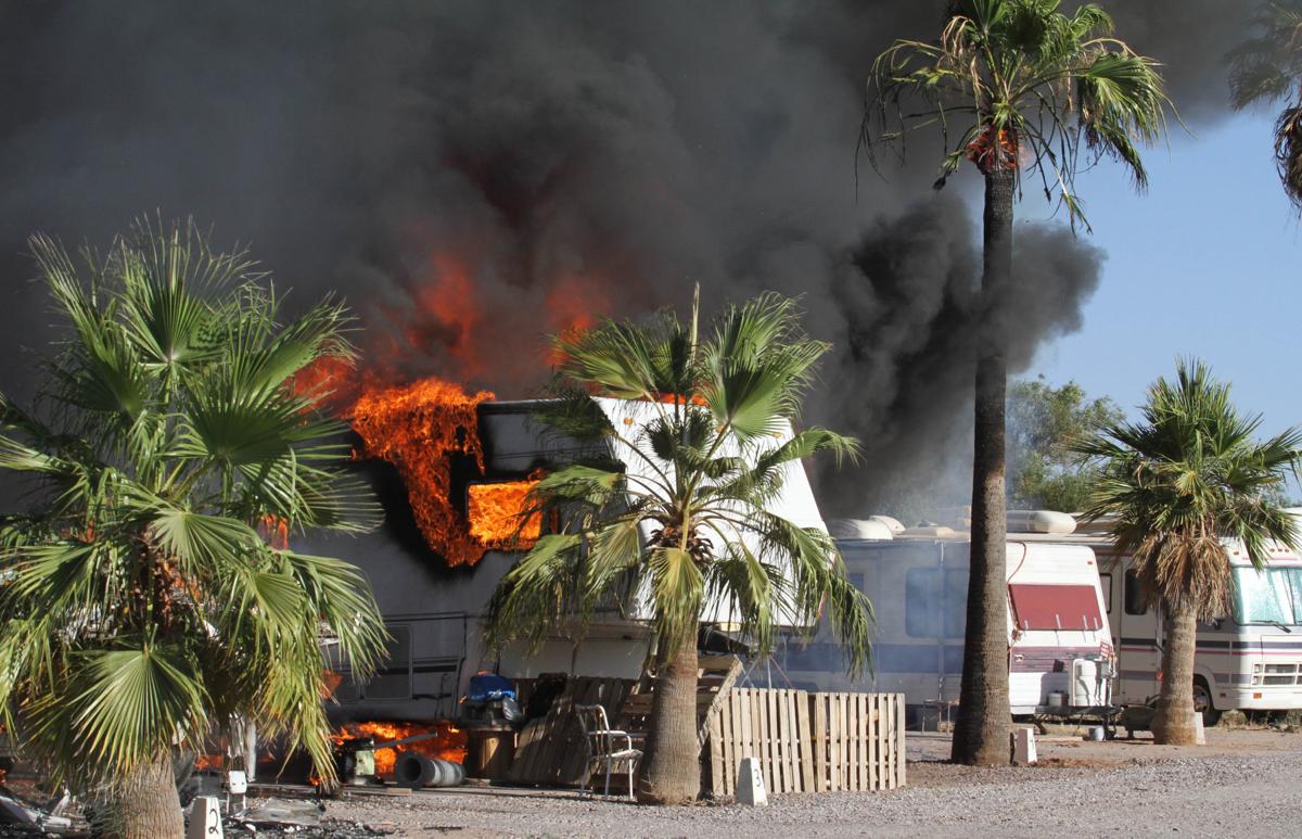 Fire destroys two RV trailers