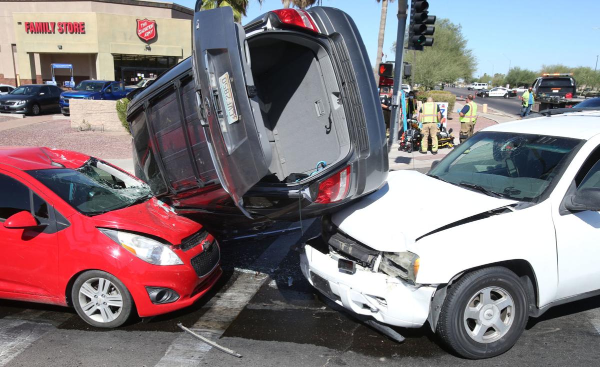 Three vehicle collision