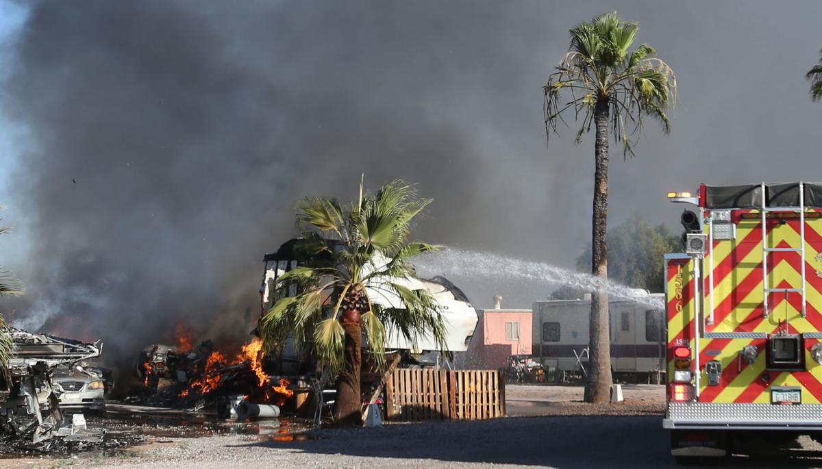 Fire destroys two RV trailers