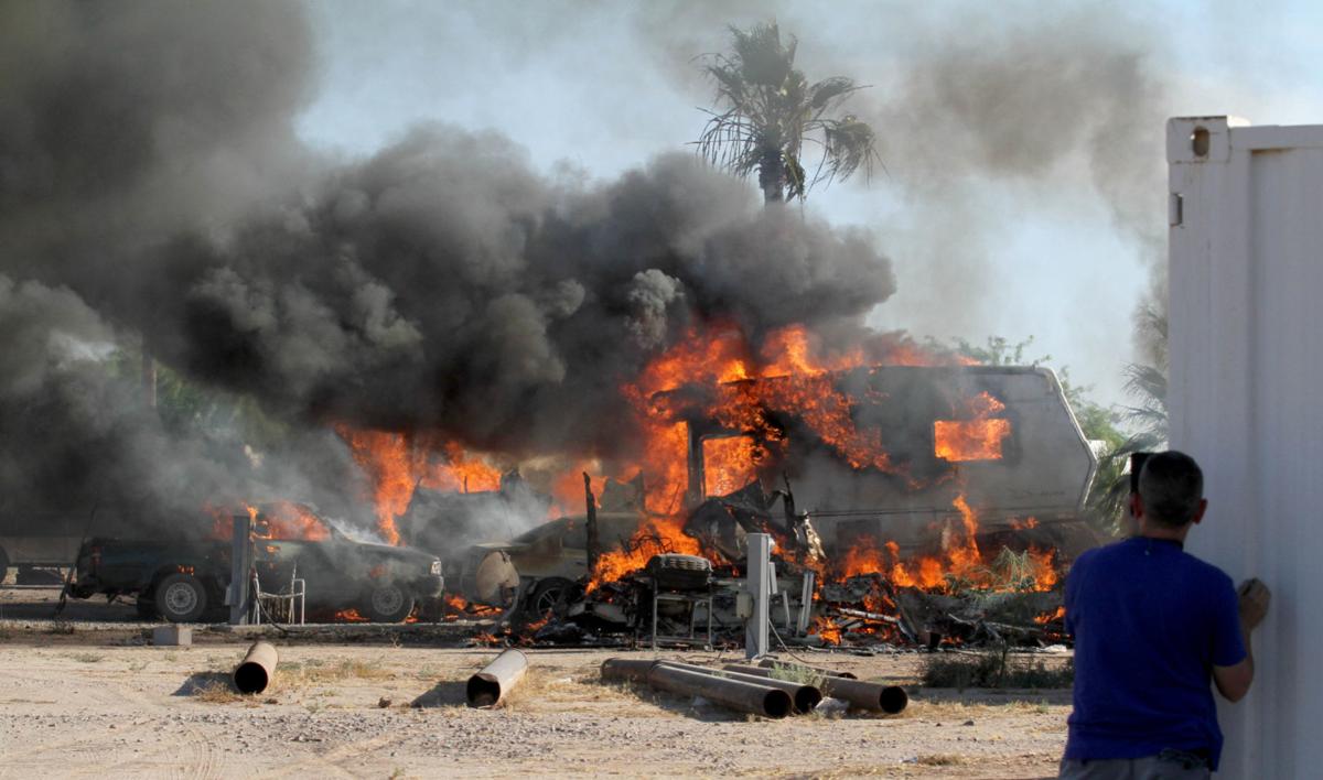 Fire destroys two RV trailers