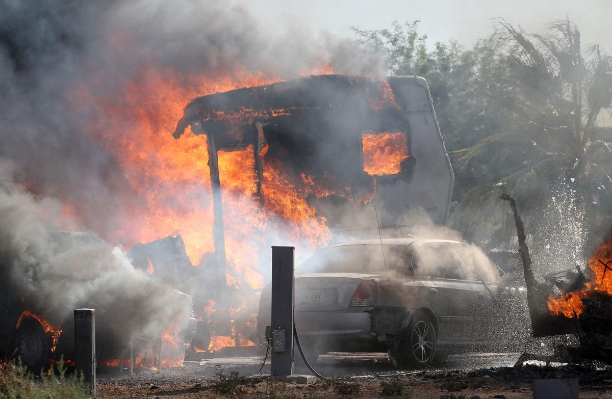 Fire destroys two RV trailers