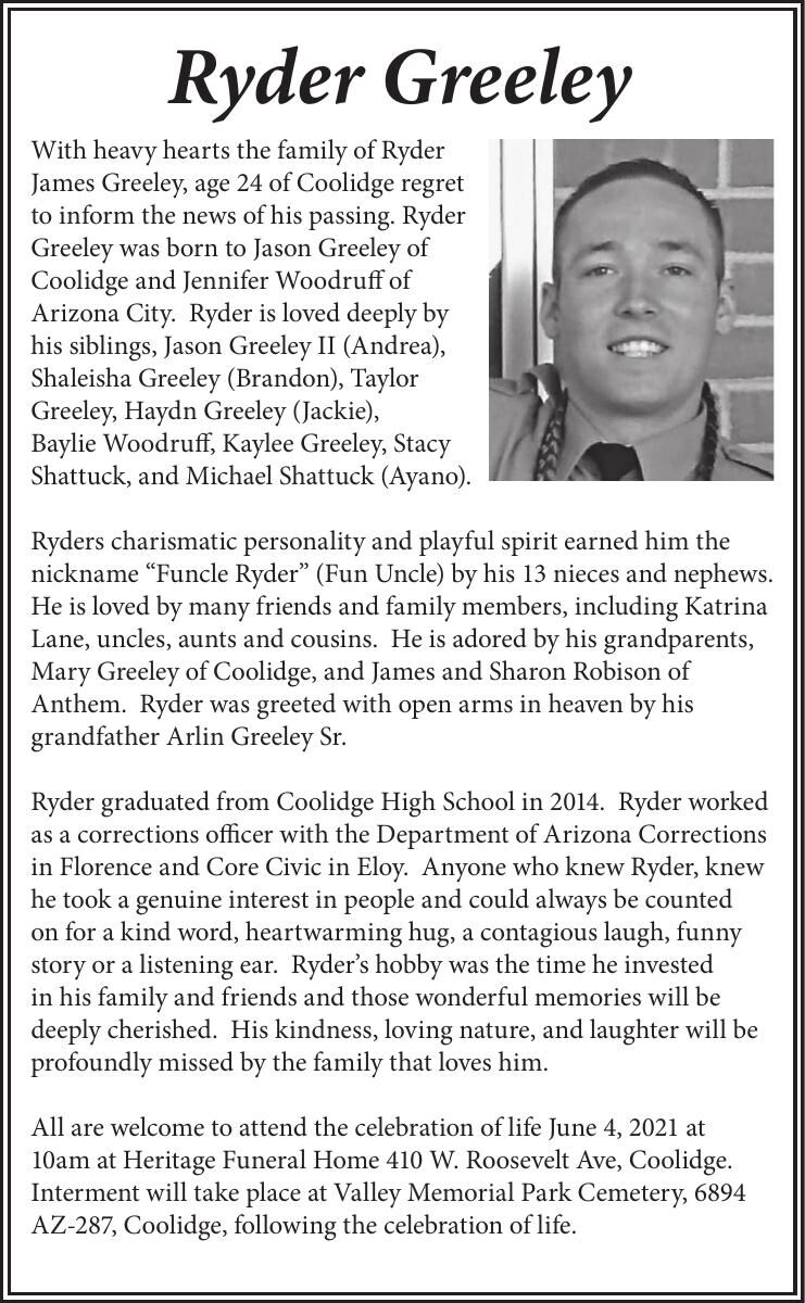 Ryder Greeley Obituaries