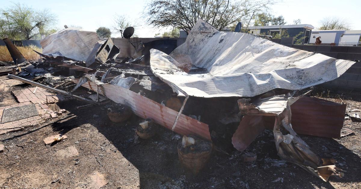 Mobile home destroyed by fire near CG