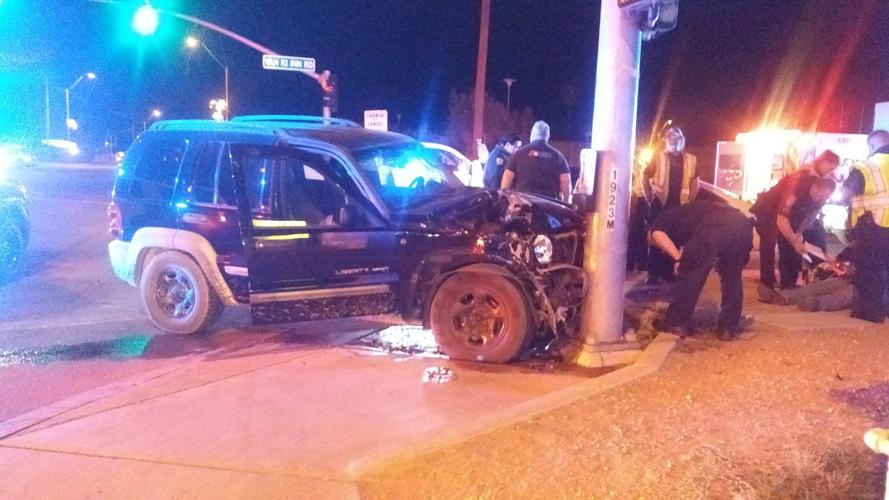 Vehicle collides with lamp post in Coolidge accident News