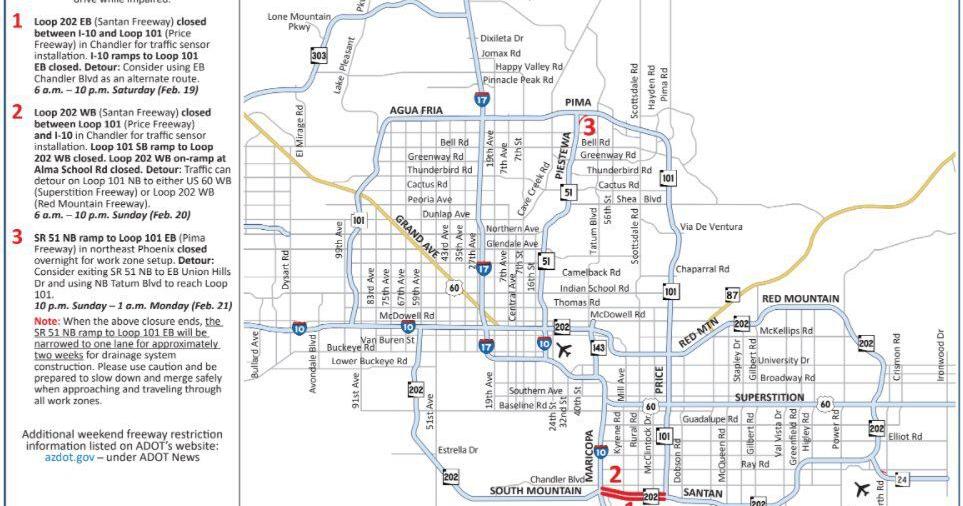 Parts of Loop 202 (Santan Freeway) closed at times in Chandler area ...