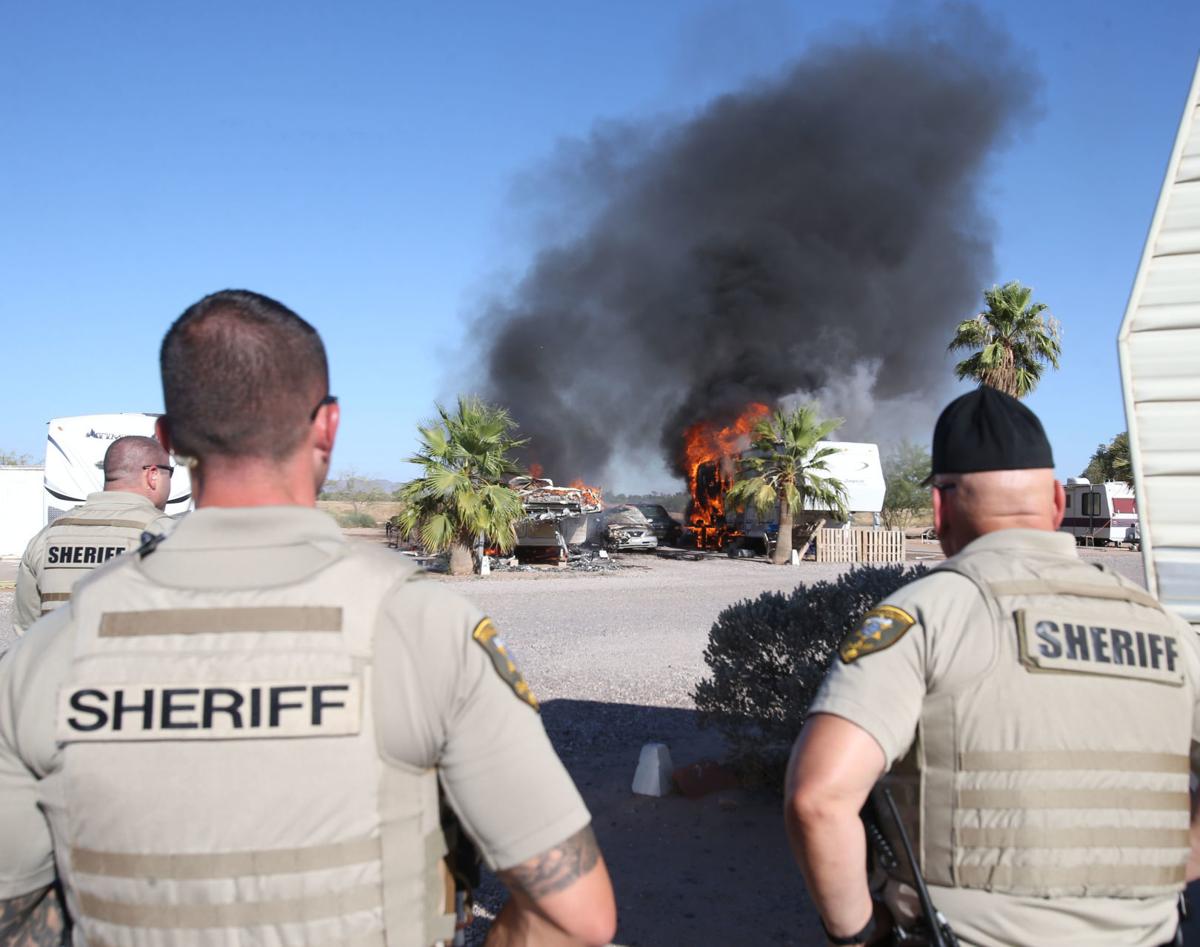 Fire destroys two RV trailers
