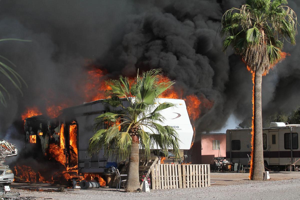 Fire destroys two RV trailers