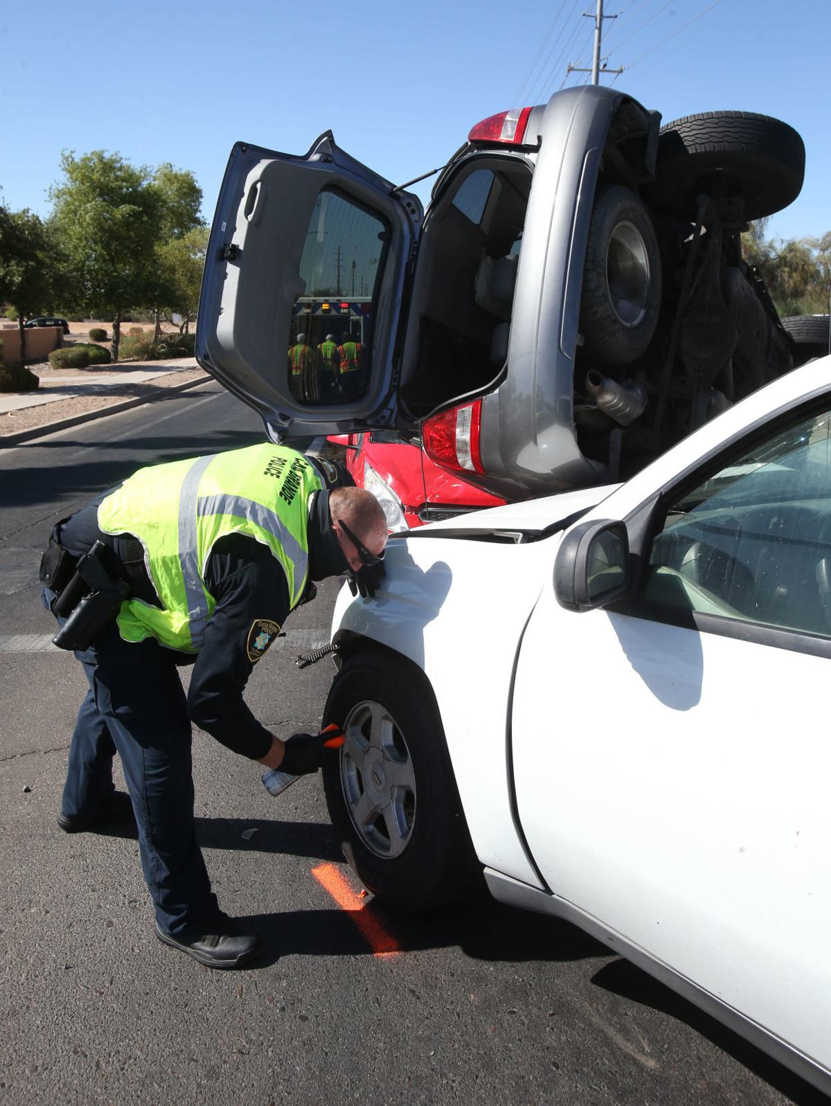 Three vehicle collision