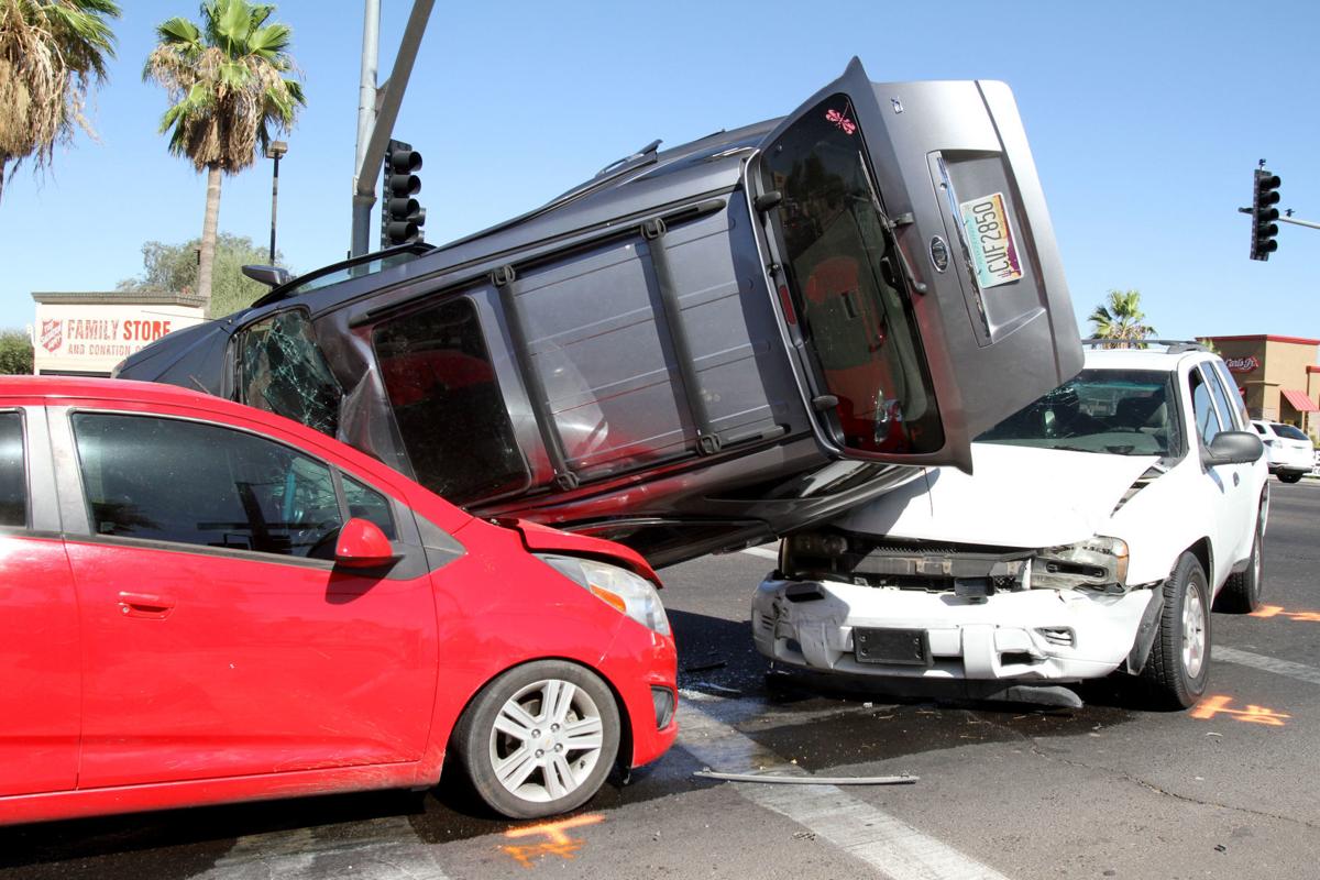 Three vehicle collision
