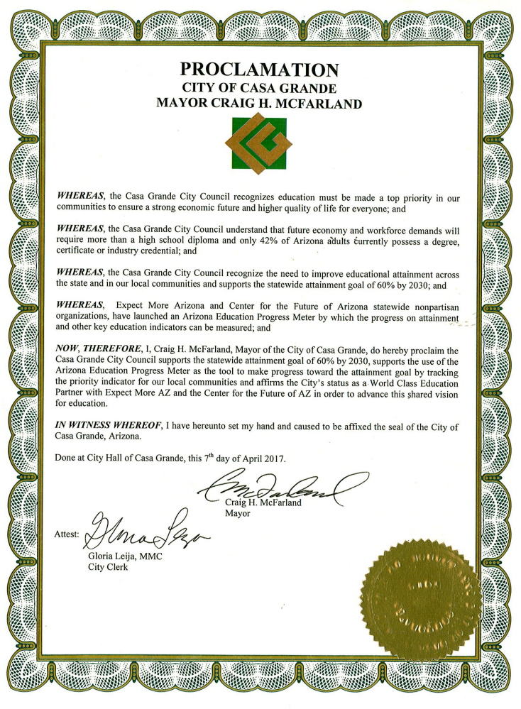 Progress meter aims to get Pinal students to college Area News