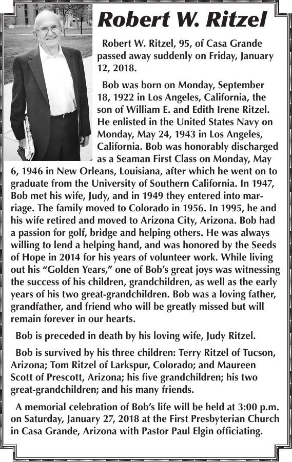 Robert W. Ritzel | Obituaries | pinalcentral.com