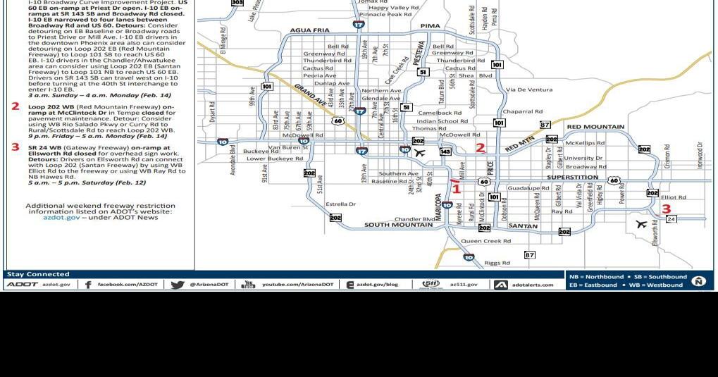 Eastbound US 60 to be closed at the I10 interchange in Tempe Arizona
