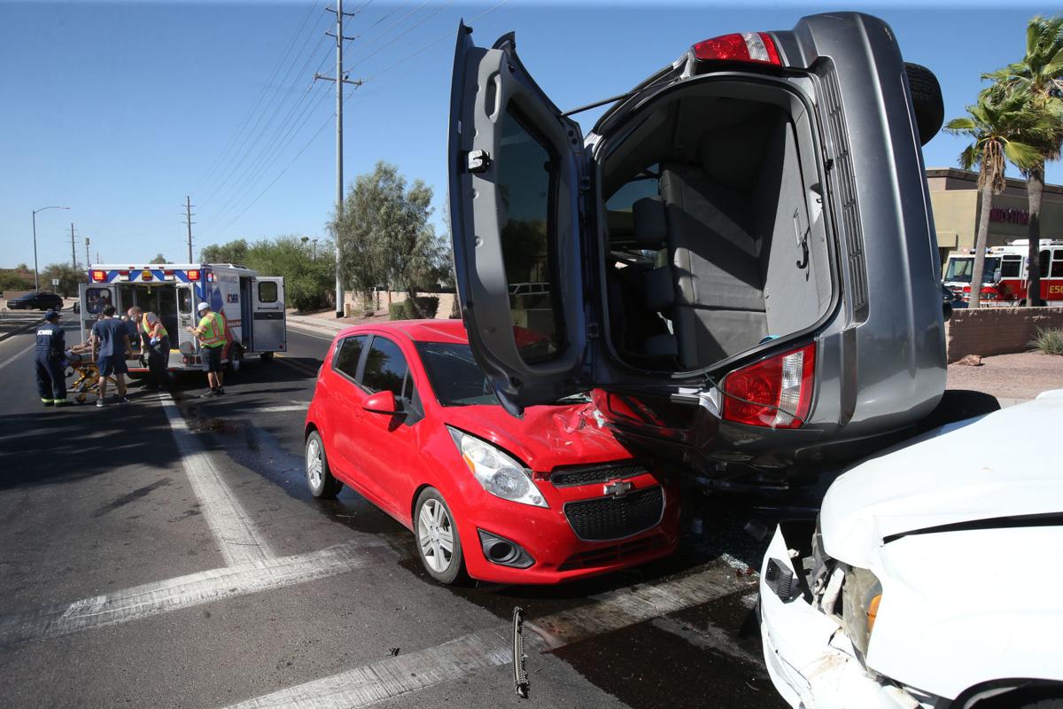 Three vehicle collision