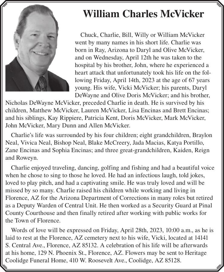 William Charles McVicker Obituaries