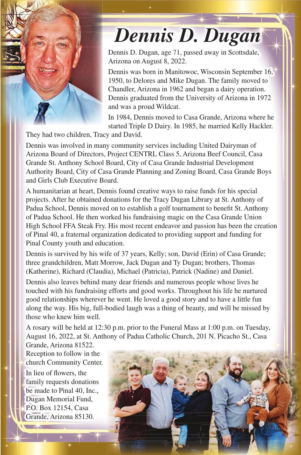 Dennis D. Dugan Obituaries