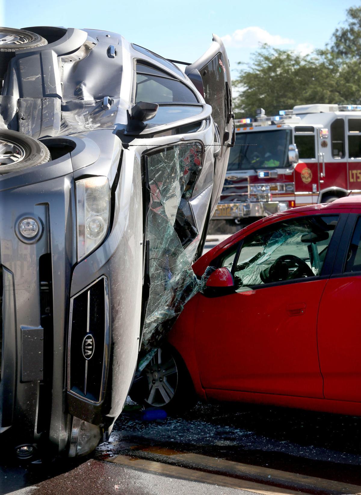 Three vehicle collision
