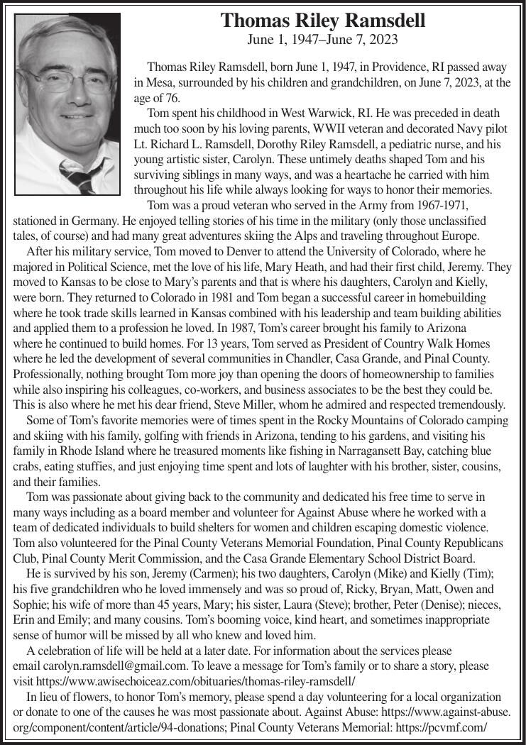 Thomas Riley Ramsdell | Obituaries | pinalcentral.com