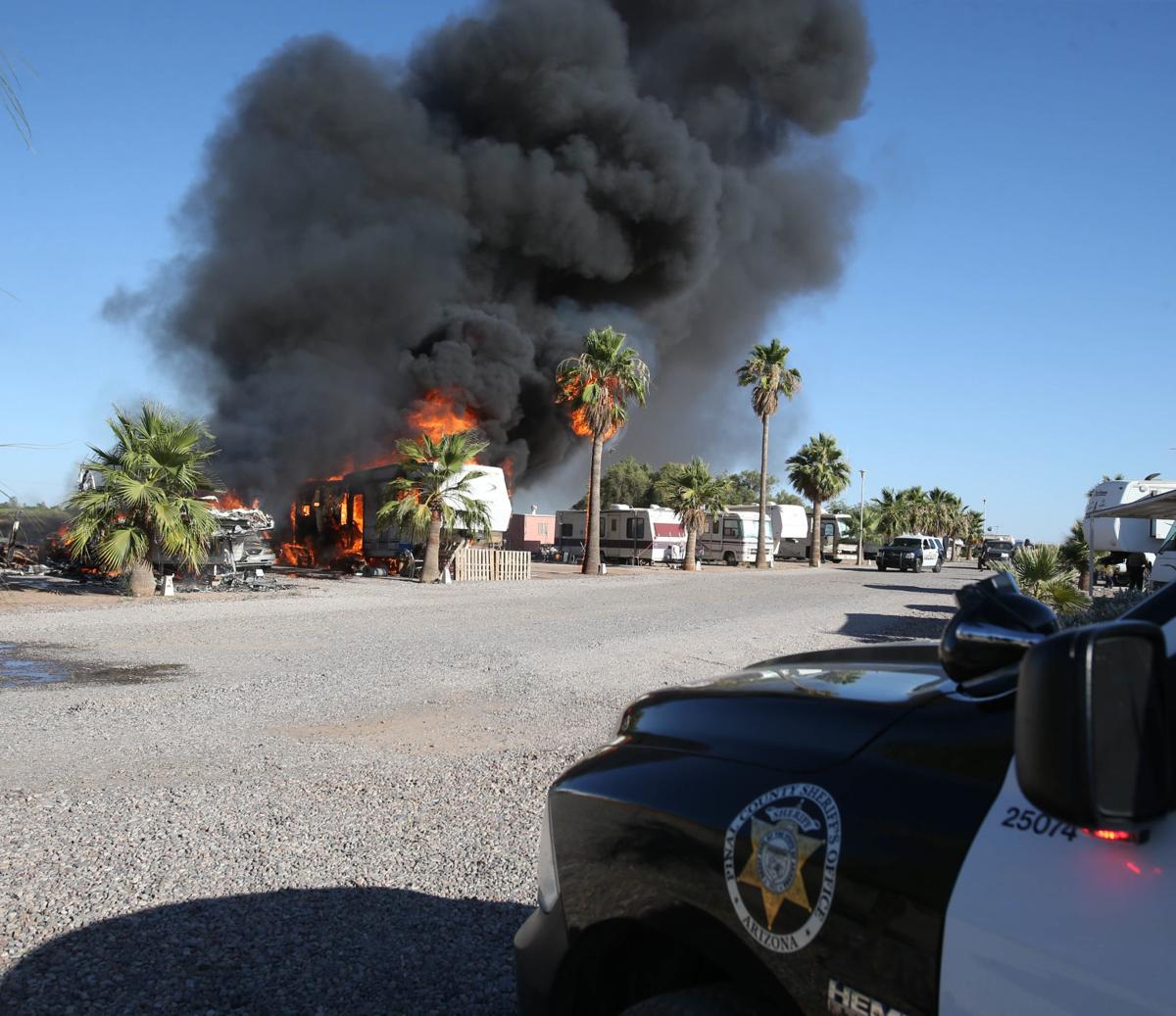 Fire destroys two RV trailers