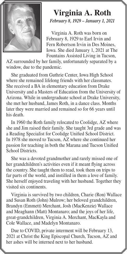 Virginia A. Roth | Obituaries | pinalcentral.com
