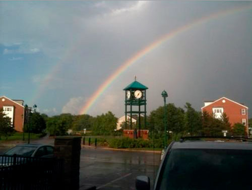 Rainbow over Historic Clock Tower Roundabout in Ci