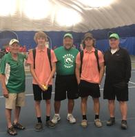 Tennis doubles team perform at state tournament