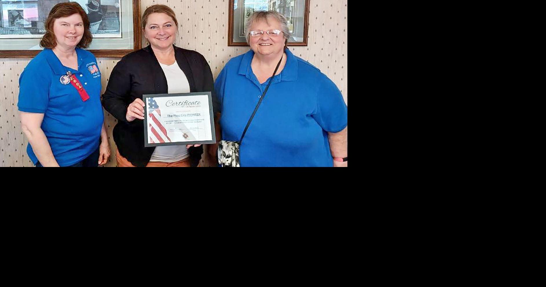 Patriot Award by VFW Pine City Pioneer