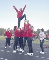 Hinckley-Finlayson cheerleaders prepared to cheer on the Jags