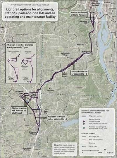 Proposed MAX line: To Bridgeport, no narrowing of Barbur