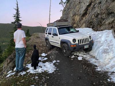 Jeep on the verge of falling