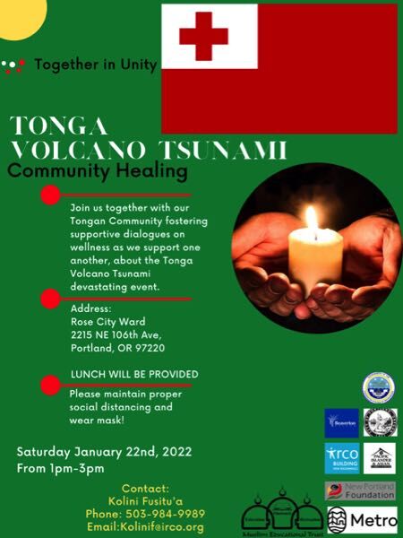 Saturday gathering to support local Tongans following eruption