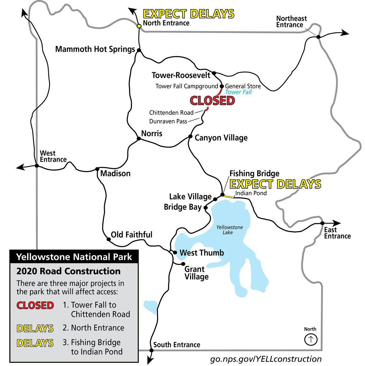 yellowstone national park announces road projects for 2020