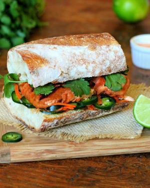 Soy-slicked salmon adds a fishy twist to banh mi