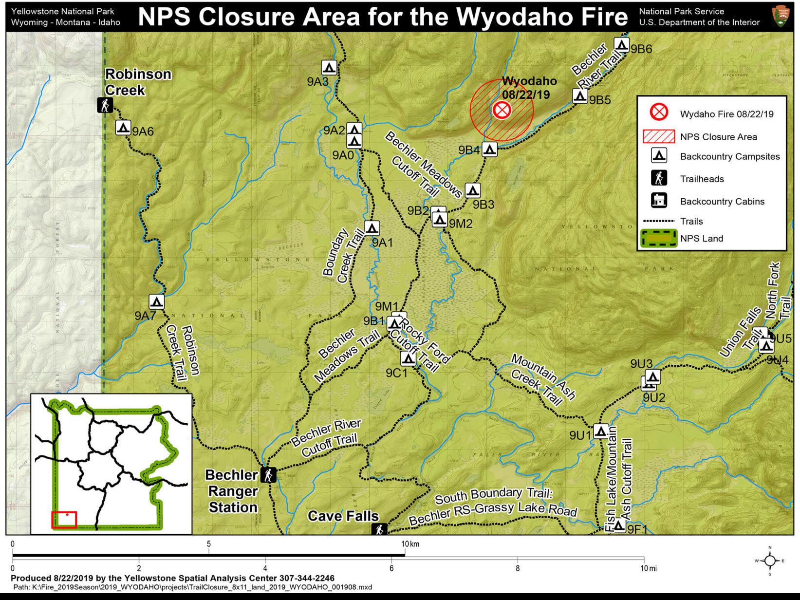 Bechler River Trail Map Small Fire Detected Near Bechler River Trail In Yellowstone National Park |  Local News | Postregister.com