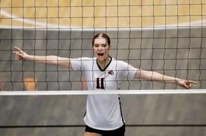 Hillcrest volleyball overcomes first set, defeats Shelley in four