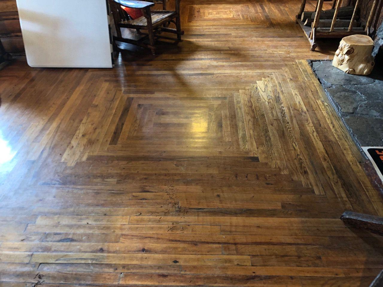 Redoing Iconic Cabin Floor, Hardwood Floor Refinishing Idaho Falls
