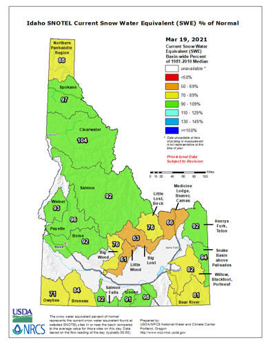 Map Of Eastern Idaho Eastern Idaho Snowpack Shows Mixed Bag For Water Outlook | Local News |  Postregister.com
