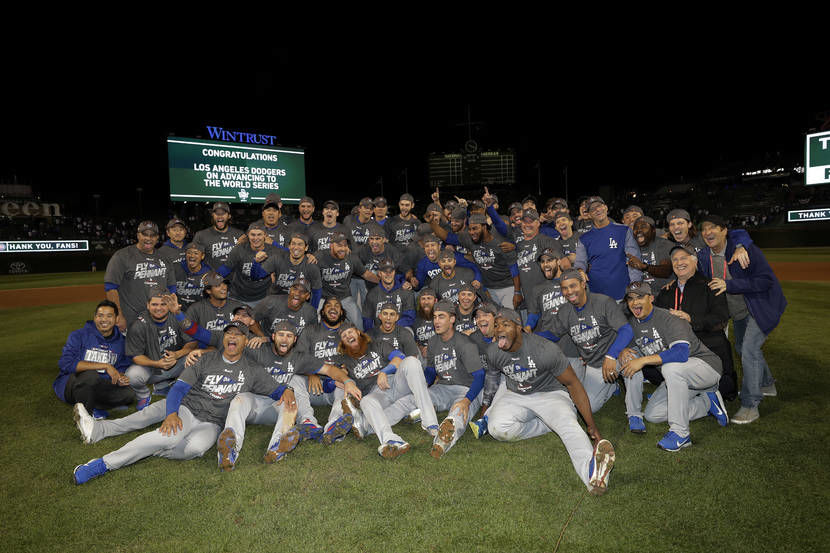 Members of the Wrigley Little League Dodgers of Los Angeles wear