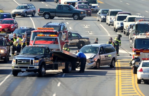 Six taken to hospital after crash on Quaker Road in Queensbury ...