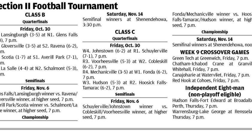 Section II football pairings set for B, C