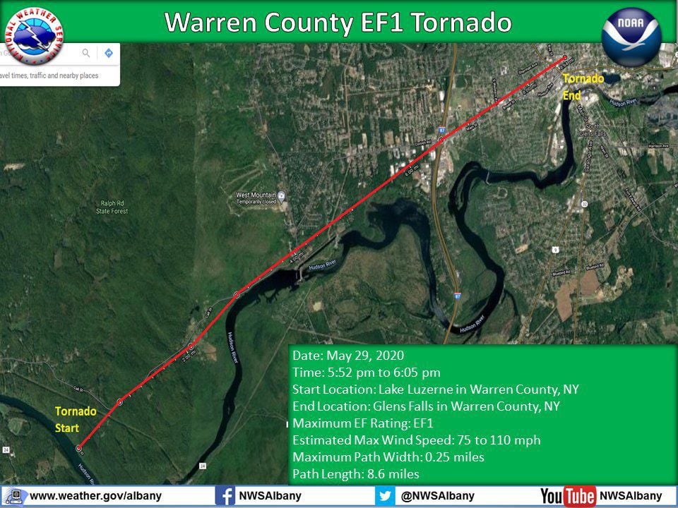National Weather Service confirms tornado traveled from Lake Luzerne to