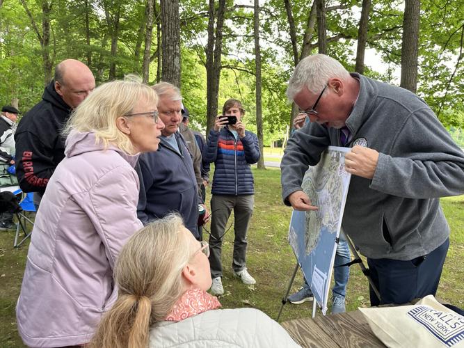 Pat Dowd discusses "Haviland's Cove Re-imagined" draft plan with residents, June 10, 2024.