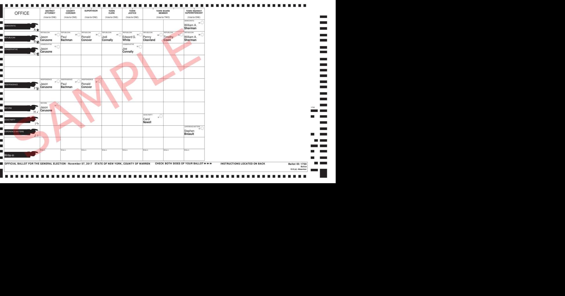 Warren County sample ballots